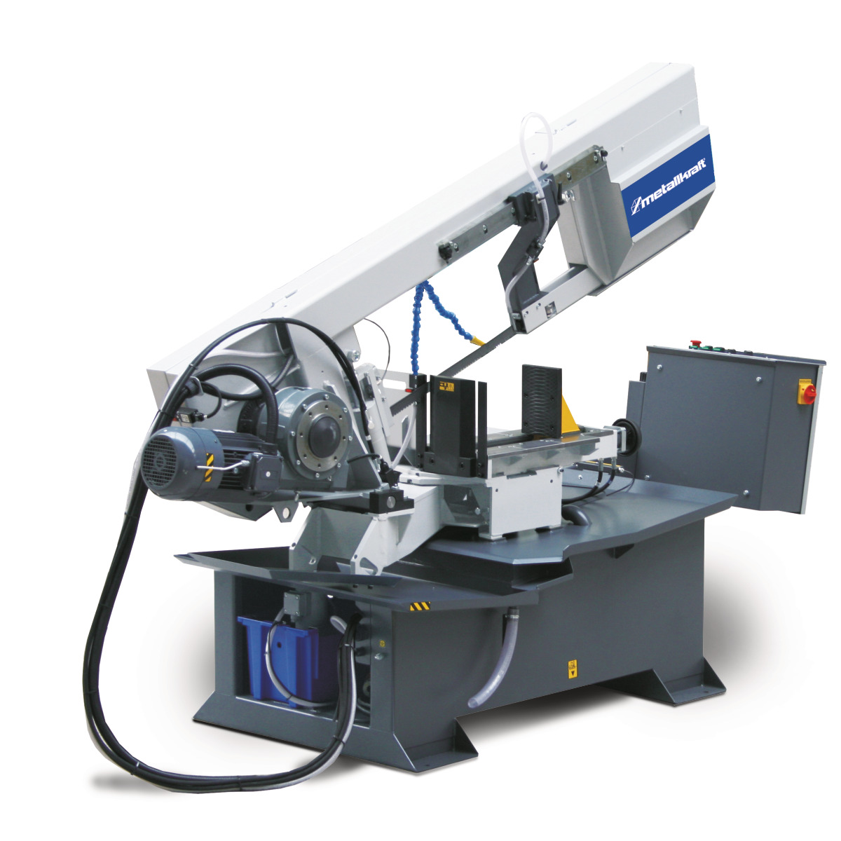 METALLKRAFT Halbautomatische Schwenkrahmen-Metallbandsäge für Gehrungsschnitte von +60° bis -60° mit Frequenzumrichter BMBS 360 x 500 HA-DG