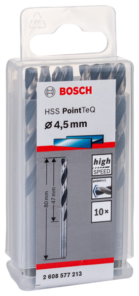 BOSCH Metallspiralbohrer HSS PointTeQ, DIN 338, 4,5 mm, 10er-Pack BOSCH Metallspiralbohrer HSS PointTeQ, DIN 338, 4,5 mm, 10er-Pack