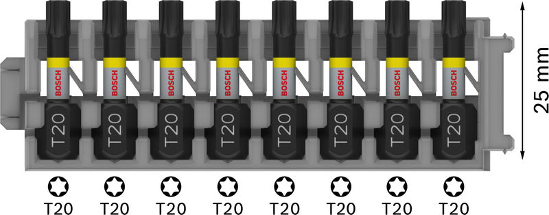 BOSCH PRO Torx Impact Bit, T20, 25 mm, 8-tlg. BOSCH PRO Torx Impact Bit, T20, 25 mm, 8-tlg.