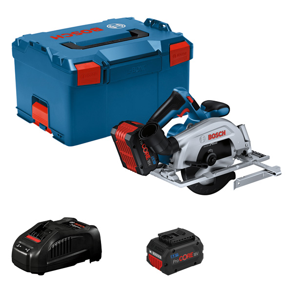 BOSCH Akku-Handkreissäge GKS 18V-57-2, 2 x ProCore 5.5 Ah + GAL 1880 CV in L-BOXX BOSCH Akku-Handkreissäge GKS 18V-57-2, 2 x ProCore 5.5 Ah + GAL 1880 CV in L-BOXX
