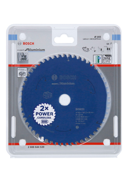 BOSCH Kreissägeblatt für Akkusägen Expert for Aluminium, 165 x 1,8/1,3 x 20, 54 Zähne BOSCH Kreissägeblatt für Akkusägen Expert for Aluminium, 165 x 1,8/1,3 x 20, 54 Zähne