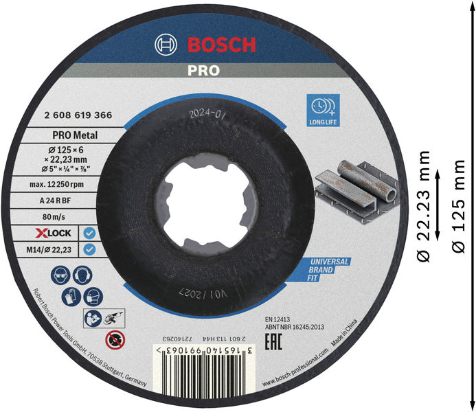 BOSCH X-LOCK Schruppscheibe SfM 125 x 6 mm T27 BOSCH X-LOCK Schruppscheibe SfM 125 x 6 mm T27