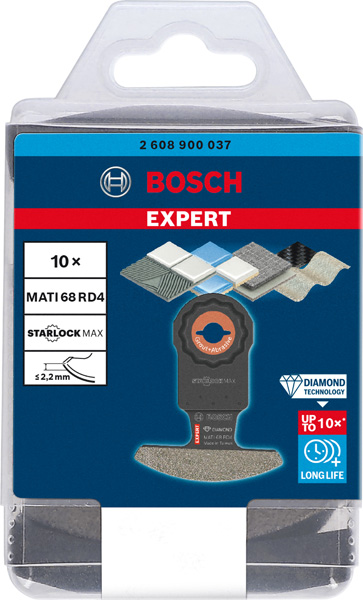 BOSCH EXPERT Corner Blade MATI 68 RD4 Blatt für Multifunktionswerkzeuge, 68 x 30 mm, 10-tlg. BOSCH EXPERT Corner Blade MATI 68 RD4 Blatt für Multifunktionswerkzeuge, 68 x 30 mm, 10-tlg.