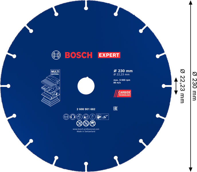 BOSCH EXPERT Carbide Multi Wheel Trennscheibe, 230 mm, 22,23 mm BOSCH EXPERT Carbide Multi Wheel Trennscheibe, 230 mm, 22,23 mm
