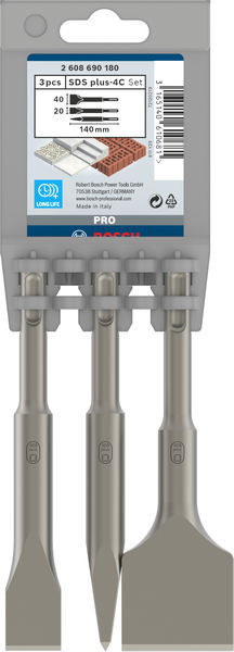 BOSCH 3-teiliges Kurzmeißelset, SDS plus, 0/20/40 mm BOSCH 3-teiliges Kurzmeißelset, SDS plus, 0/20/40 mm