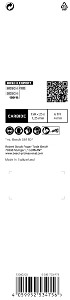 BOSCH EXPERT ‘Window Demolition’ S 956 DHM Säbelsägeblatt, 1 Stück BOSCH EXPERT ‘Window Demolition’ S 956 DHM Säbelsägeblatt, 1 Stück
