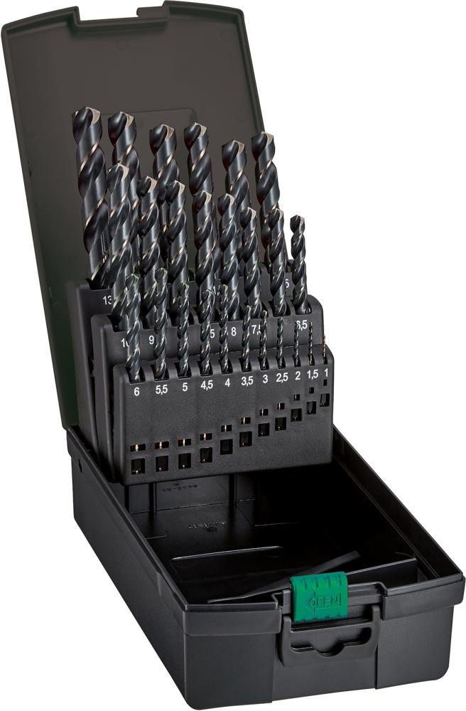 FORTIS HSS-Spiralbohrer-Set DIN338 1,0-10,5 mm + Kernlochbohrer