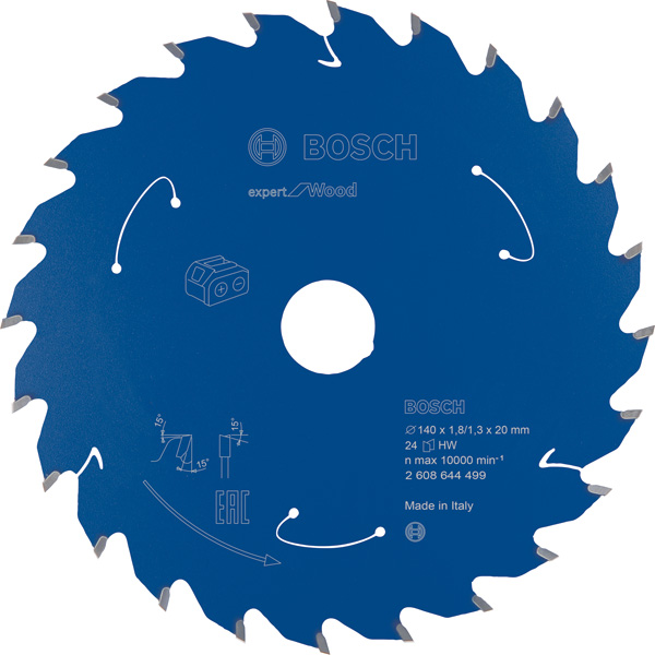BOSCH Kreissägeblatt für Akkusägen Expert for Wood, 140 x 1,8/1,3 x 20, 24 Zähne BOSCH Kreissägeblatt für Akkusägen Expert for Wood, 140 x 1,8/1,3 x 20, 24 Zähne