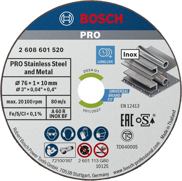 BOSCH Expert for Inox 5-tlg. x 76 x 1 x 10-mm-Trennscheibe BOSCH Expert for Inox 5-tlg. x 76 x 1 x 10-mm-Trennscheibe