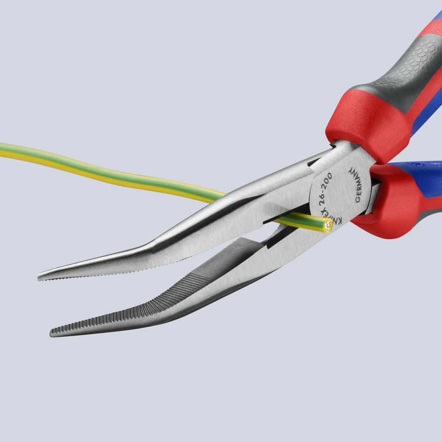 KNIPEX Flachrundzange mit Schneide (Storchschnabelzange) schwarz atramentiert 200 mm