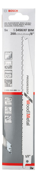 BOSCH Säbelsägeblatt S 3456 XF, Progressor for Wood and Metal, 5er-Pack BOSCH Säbelsägeblatt S 3456 XF, Progressor for Wood and Metal, 5er-Pack