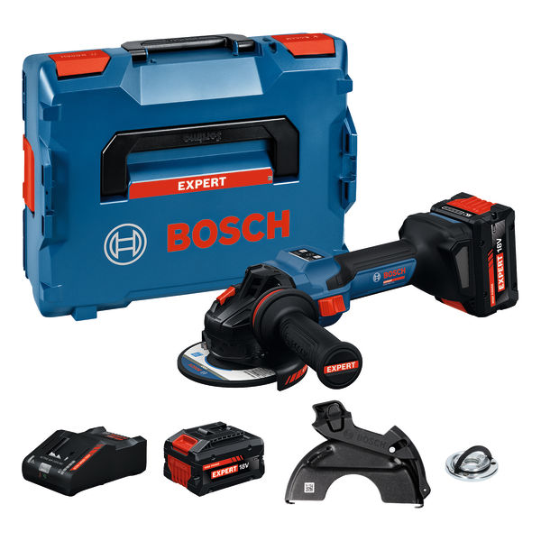 BOSCH EXPERT Akku-Winkelschleifer EXWS18V-15S, 2 x EXBA18V-80