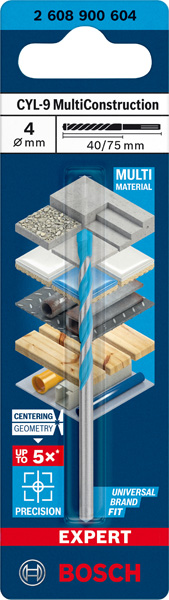 BOSCH EXPERT CYL-9 MultiConstruction Bohrer, 4 x 40 x 75 mm BOSCH EXPERT CYL-9 MultiConstruction Bohrer, 4 x 40 x 75 mm