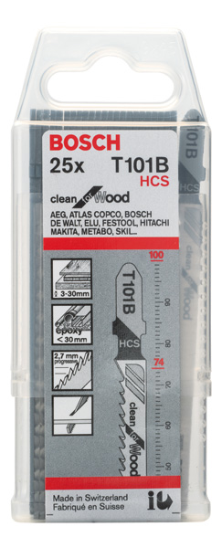 BOSCH Stichsägeblatt T 101 B Clean for Wood, 25er-Pack BOSCH Stichsägeblatt T 101 B Clean for Wood, 25er-Pack