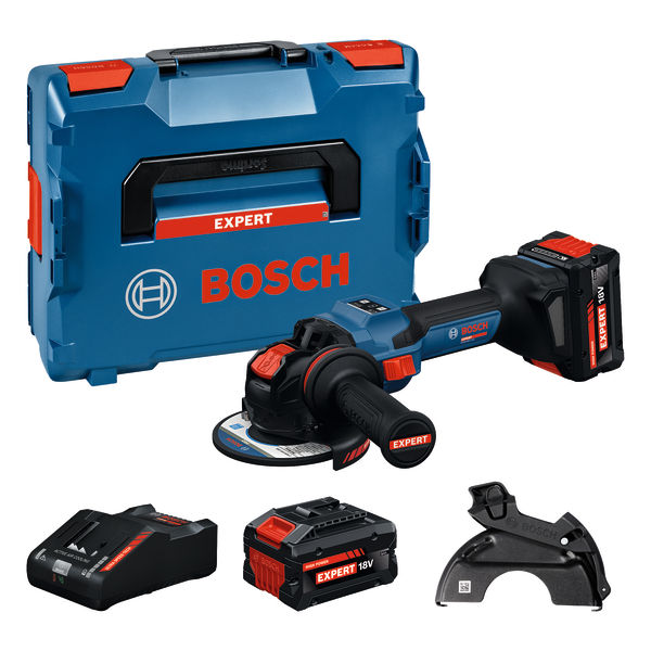 BOSCH EXPERT Akku-Winkelschleifer EXWX18V-15S,  2 x EXBA18V-80