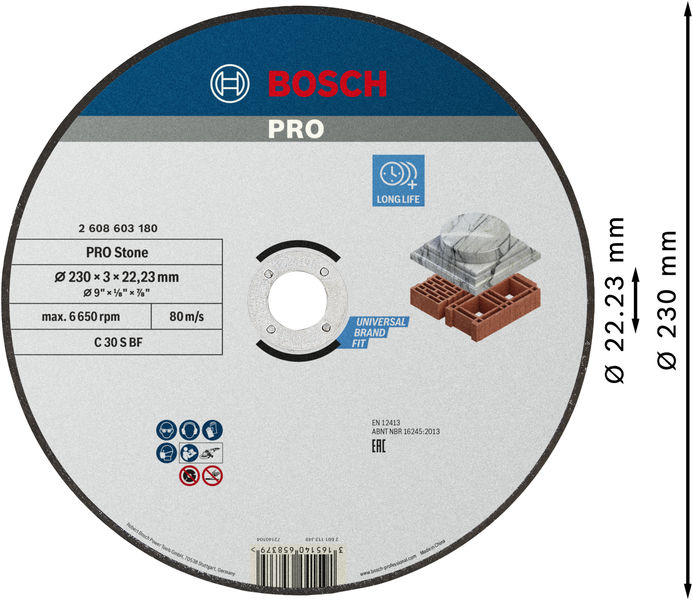 BOSCH Trennscheibe gerade Standard for Stone C 30 S BF, 230 mm, 3,0 mm