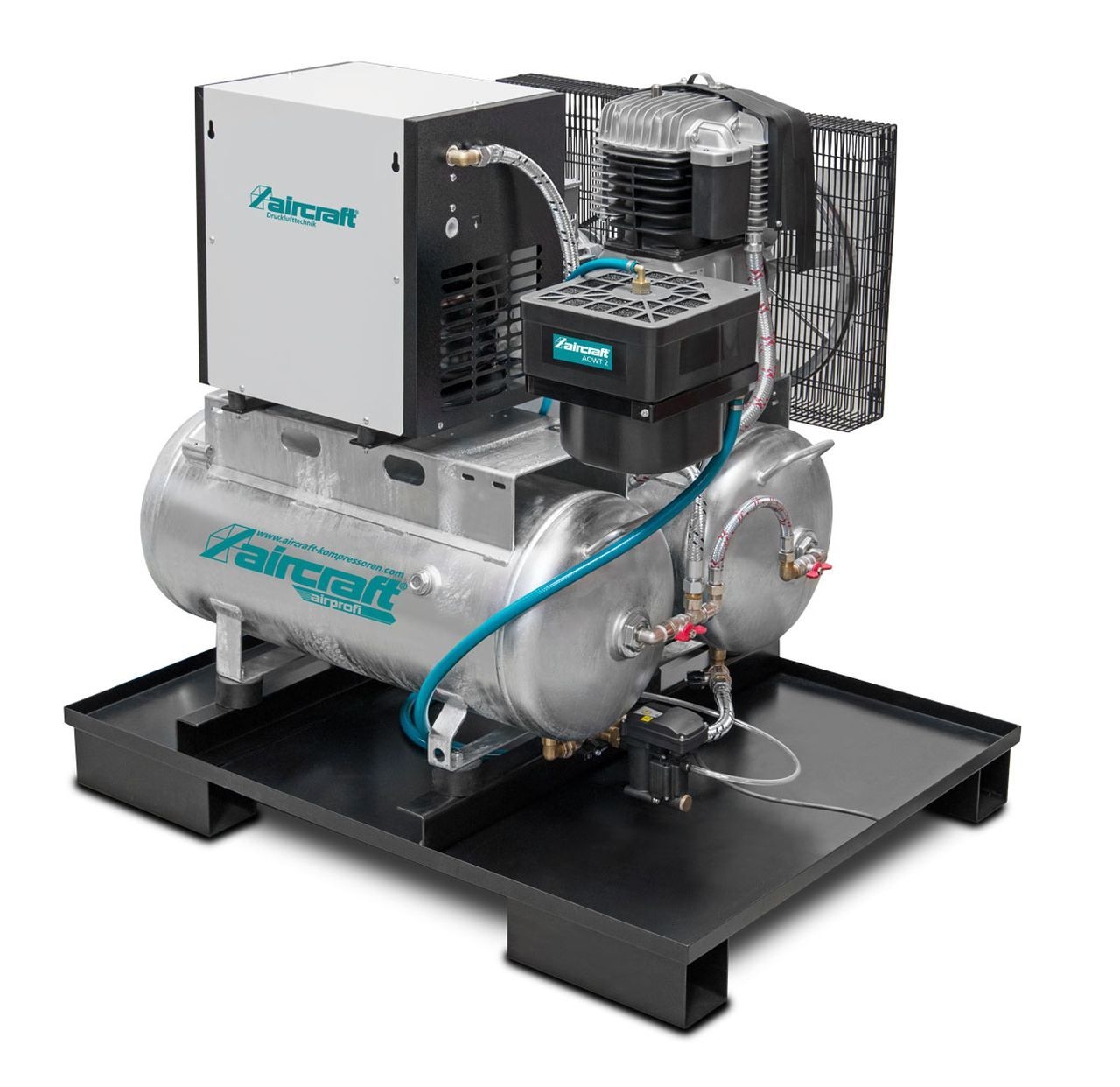 AIRCRAFT Stationärer Kolbenkompressor AIRPROFI DUO 703/2x75/13 K