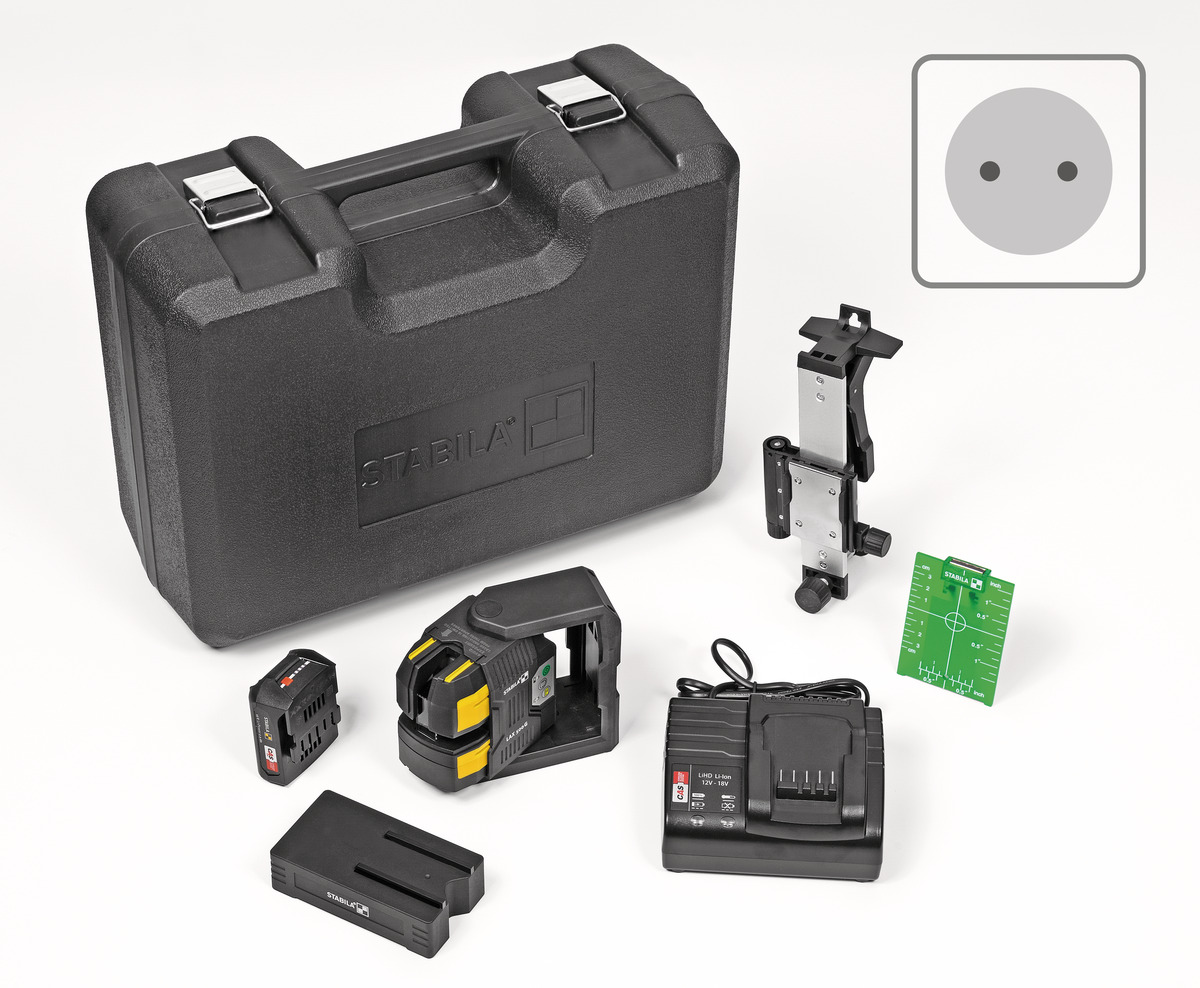 STABILA Kreuzlinien-Lot-Laser LAX 500 G, 12-V-System, 7-teiliges Set, mit Akku und Ladegerät (EU) STABILA Kreuzlinien-Lot-Laser LAX 500 G, 12-V-System, 7-teiliges Set, mit Akku und Ladegerät (EU)