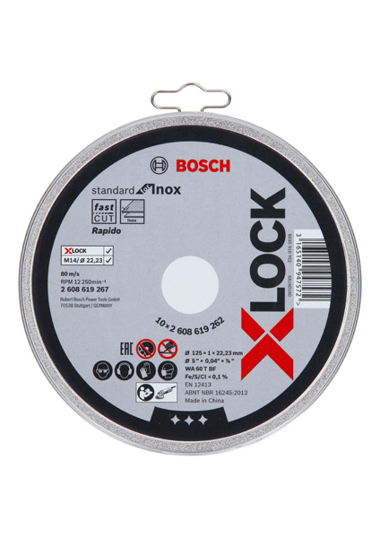 BOSCH PRO Stainless Steel and Metal X-Lock Trennscheibe, 125 x 1 x 22.23 mm, gerade BOSCH PRO Stainless Steel and Metal X-Lock Trennscheibe, 125 x 1 x 22.23 mm, gerade
