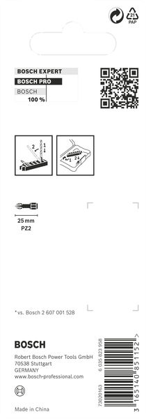 BOSCH PRO Pozidriv Impact Bit, PZ2, 25 mm, 8-tlg. BOSCH PRO Pozidriv Impact Bit, PZ2, 25 mm, 8-tlg.