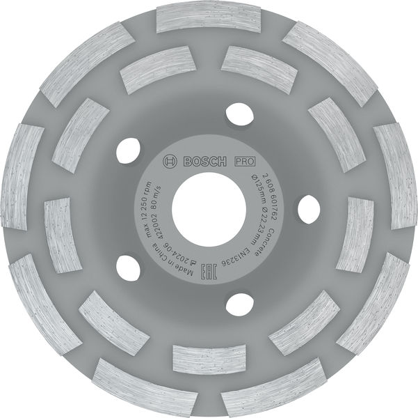 BOSCH PRO Concrete Topfscheibe, 50 x 125 mm, 22,23 mm, 2-reihig BOSCH PRO Concrete Topfscheibe, 50 x 125 mm, 22,23 mm, 2-reihig