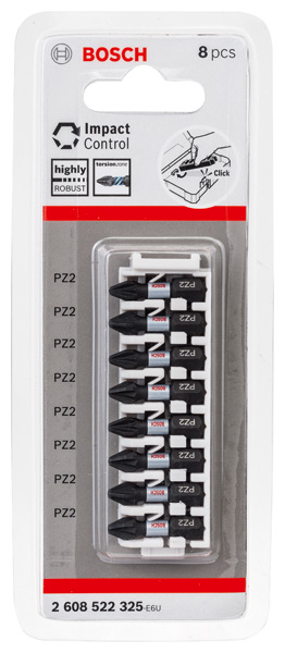 BOSCH PRO Pozidriv Impact Bit, PZ2, 25 mm, 8-tlg. BOSCH PRO Pozidriv Impact Bit, PZ2, 25 mm, 8-tlg.