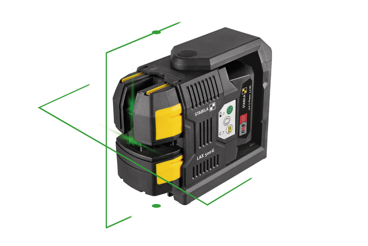 STABILA Kreuzlinien-Lot-Laser LAX 500 G, 12-V-System, 7-teiliges Set, mit Akku und Ladegerät (EU)