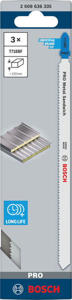 BOSCH PRO Metal Sandwich T718BF Stichsägeblatt, 180 mm, 3-tlg. BOSCH PRO Metal Sandwich T718BF Stichsägeblatt, 180 mm, 3-tlg.