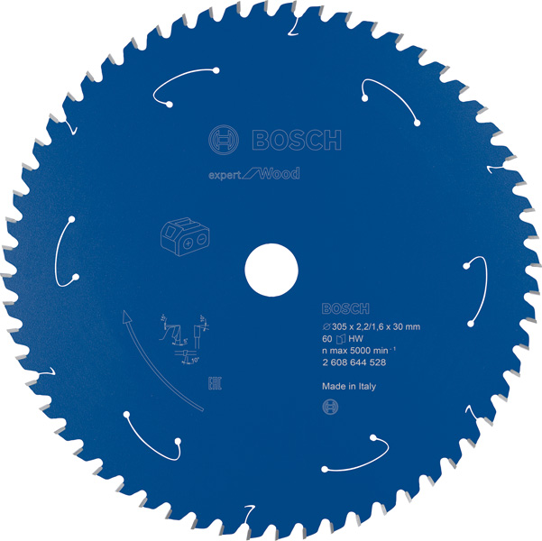 BOSCH Kreissägeblatt für Akkusägen Expert for Wood, 305 x 2,2/1,6 x 30, 60 Zähne BOSCH Kreissägeblatt für Akkusägen Expert for Wood, 305 x 2,2/1,6 x 30, 60 Zähne