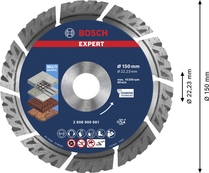 BOSCH EXPERT MultiMaterial Diamanttrennscheiben, 150 x 22,23 x 2,4 x 12 mm BOSCH EXPERT MultiMaterial Diamanttrennscheiben, 150 x 22,23 x 2,4 x 12 mm