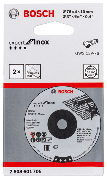 BOSCH Expert for Inox 2 Stck. x 76 x 4 x 10 mm Schruppscheibe BOSCH Expert for Inox 2 Stck. x 76 x 4 x 10 mm Schruppscheibe