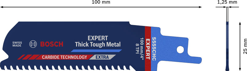BOSCH EXPERT ‘Thick Tough Metal’ S 555 CHC Säbelsägeblatt, 1 Stück BOSCH EXPERT ‘Thick Tough Metal’ S 555 CHC Säbelsägeblatt, 1 Stück
