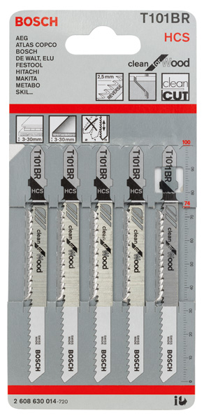 BOSCH Stichsägeblatt T 101 BR Clean for Wood, 5er-Pack BOSCH Stichsägeblatt T 101 BR Clean for Wood, 5er-Pack
