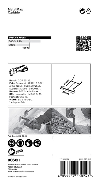BOSCH EXPERT MetalMax MAII 32 AIT Blatt für Multifunktionswerkzeuge, 70 x 32 mm BOSCH EXPERT MetalMax MAII 32 AIT Blatt für Multifunktionswerkzeuge, 70 x 32 mm