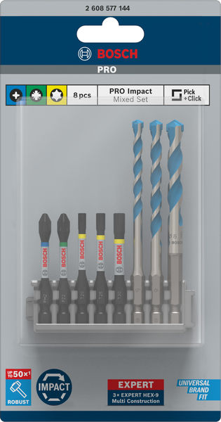 BOSCH PRO Impact Set mit Multi Constr. Bohrer, PH2/PZ2/T20/T25/T30, MC 5/6/8, 8-tlg. BOSCH PRO Impact Set mit Multi Constr. Bohrer, PH2/PZ2/T20/T25/T30, MC 5/6/8, 8-tlg.