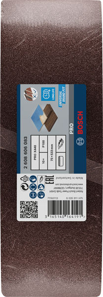 BOSCH Schleifband-Set X440 Best for Wood and Paint, 10-teilig, 75 x 533 mm, K100 BOSCH Schleifband-Set X440 Best for Wood and Paint, 10-teilig, 75 x 533 mm, K100