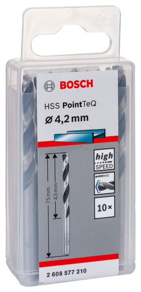 BOSCH Metallspiralbohrer HSS PointTeQ, DIN 338, 4,2 mm, 10er-Pack BOSCH Metallspiralbohrer HSS PointTeQ, DIN 338, 4,2 mm, 10er-Pack
