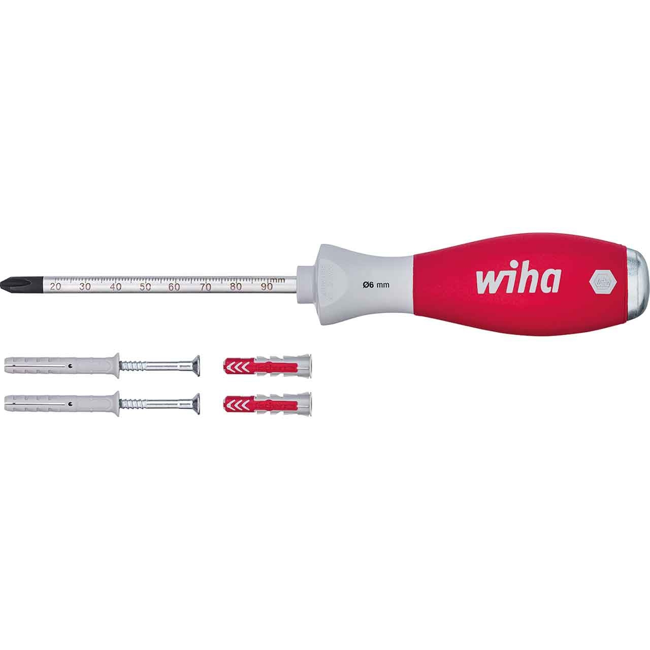 WIHA Dübellochschläger Set SoftFinish® mit Dübeln mit 6 mm Rundklinge in Blister 5-tlg.