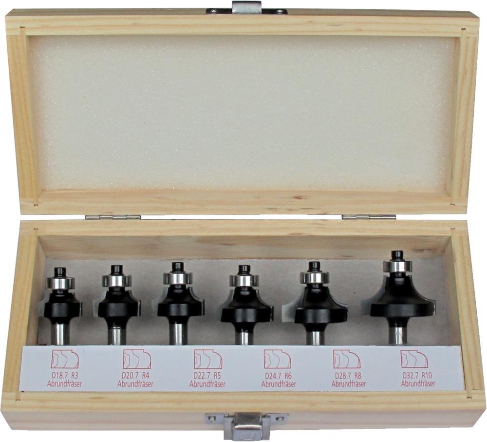 FORTIS HW-Abrundfräser-Satz S8 6-tlg. im Holzkoffer