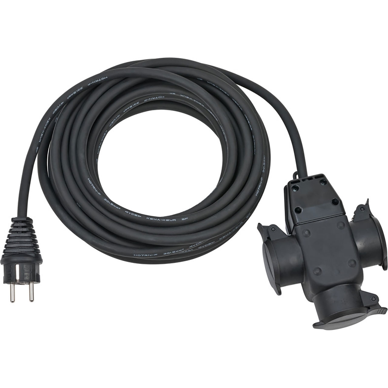 BRENNENSTUHL Baustellen-Verlängerungskabel IP44 (10m, 3-fach Gummikupplung)