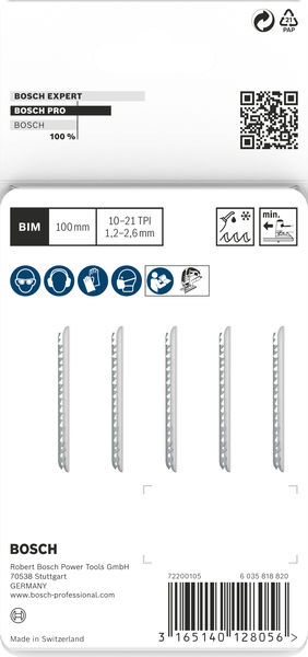 BOSCH PRO Metal thick and thin T123XF Stichsägeblatt, 100 mm, 5-tlg. BOSCH PRO Metal thick and thin T123XF Stichsägeblatt, 100 mm, 5-tlg.