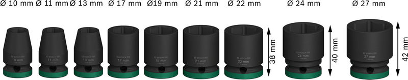 BOSCH PRO Impact Steckschlüsselsatz Set, 1/2", Standard, 9‑tlg. BOSCH PRO Impact Steckschlüsselsatz Set, 1/2", Standard, 9‑tlg.