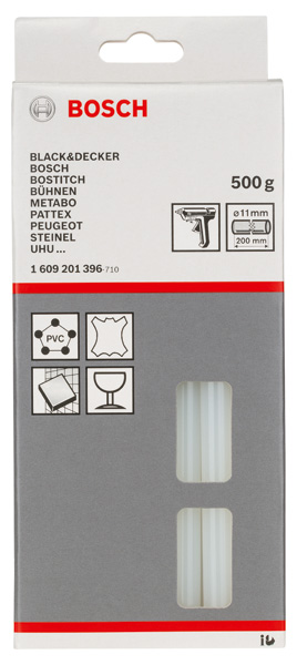 BOSCH Schmelzkleber, 11 x 200 mm, 500 g, transparent BOSCH Schmelzkleber, 11 x 200 mm, 500 g, transparent