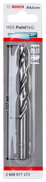BOSCH Metallspiralbohrer HSS PointTeQ, DIN 338, 8,5 mm, 1er-Pack BOSCH Metallspiralbohrer HSS PointTeQ, DIN 338, 8,5 mm, 1er-Pack