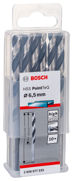 BOSCH Metallspiralbohrer HSS PointTeQ, DIN 338, 6,5 mm, 10er-Pack