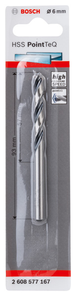 BOSCH Metallspiralbohrer HSS PointTeQ, DIN 338, 6,0 mm, 1er-Pack BOSCH Metallspiralbohrer HSS PointTeQ, DIN 338, 6,0 mm, 1er-Pack