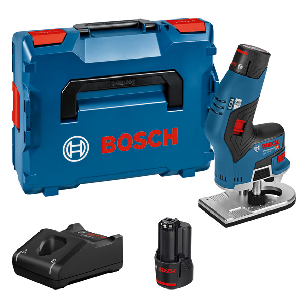 BOSCH Akku-Kantenfräse GKF 12V-8, mit 2 x 3,0 Ah Li-Ion Akku, L-BOXX