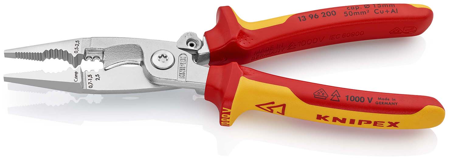 KNIPEX Elektro-Installationszange verchromt VDE 200 mm