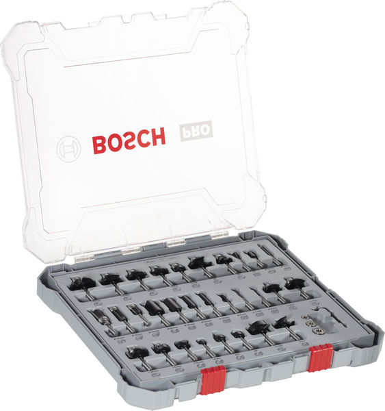 BOSCH 30 tlg Mixed Fräser Set 6mm Schaft BOSCH 30 tlg Mixed Fräser Set 6mm Schaft