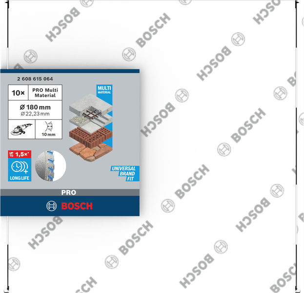BOSCH PRO Multi Material Diamanttrennscheibe, 180 x 22,23 mm, 10-tlg. BOSCH PRO Multi Material Diamanttrennscheibe, 180 x 22,23 mm, 10-tlg.